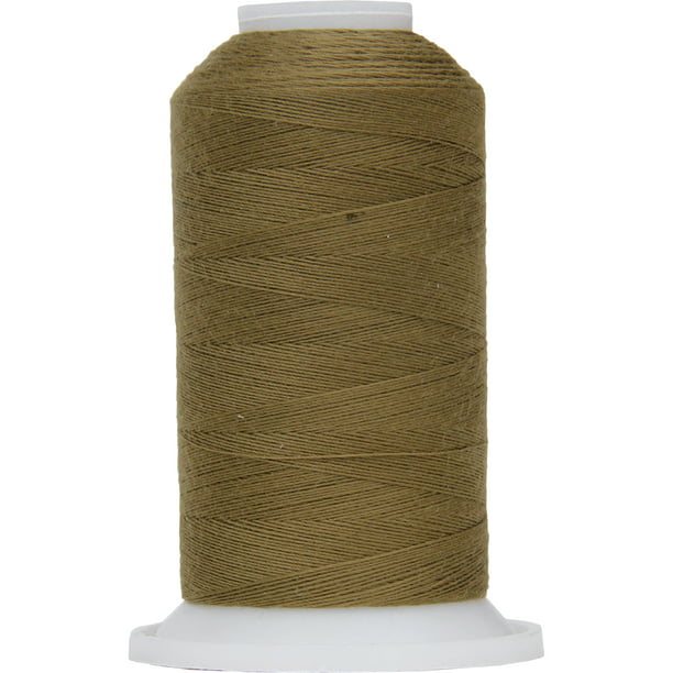 9 spools of polyester thread in different shades of brown